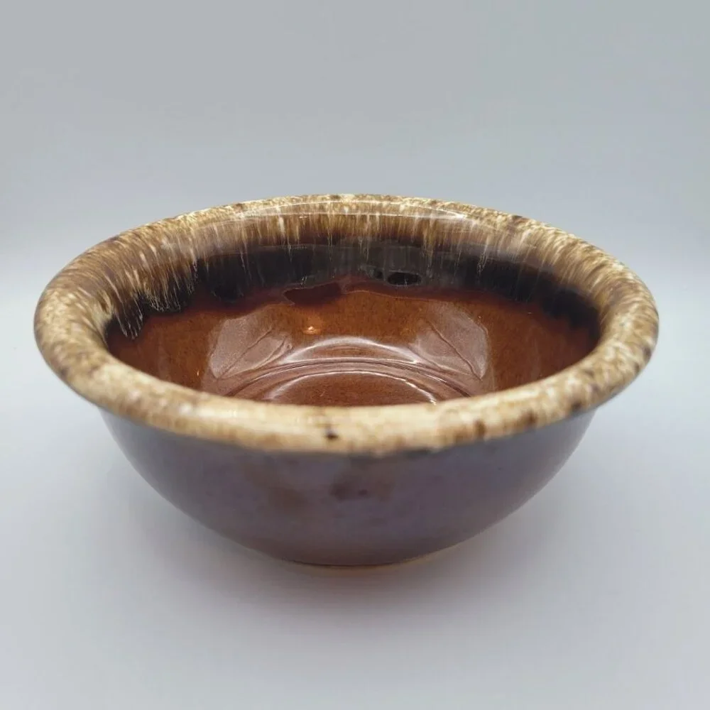 Hull‎ Brown Small 5.5 Inch Bowl Drip Glaze Oven Proof Made In USA Vintage